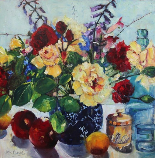 Jane McIntosh | Summer fun in a blue vase | McAtamney Gallery and Design Store | Geraldine NZ